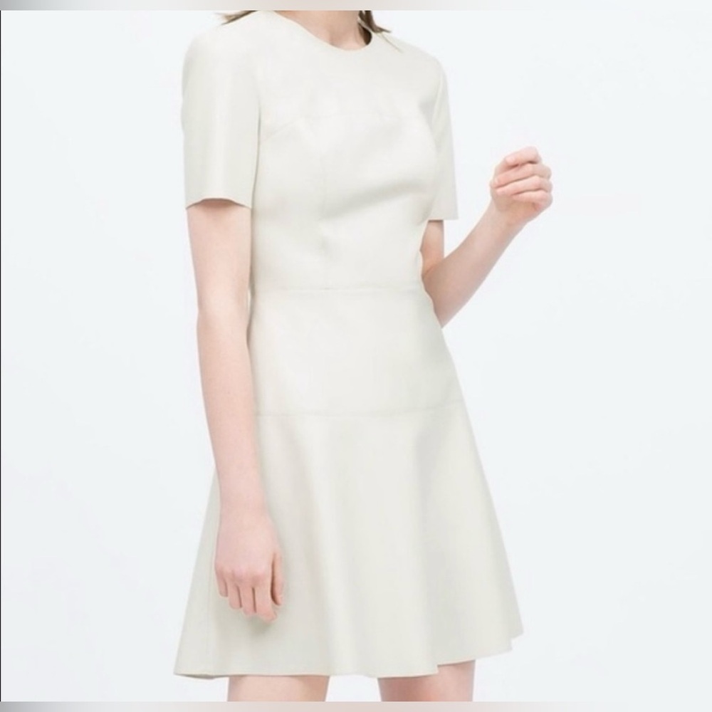 ZARA Faux Leather Mini Fit & Flare Dress Medium